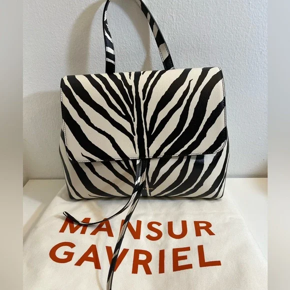 New-Mansur Gavriel Zebra-Print Leather Tote Bag - Picture 2 of 14
